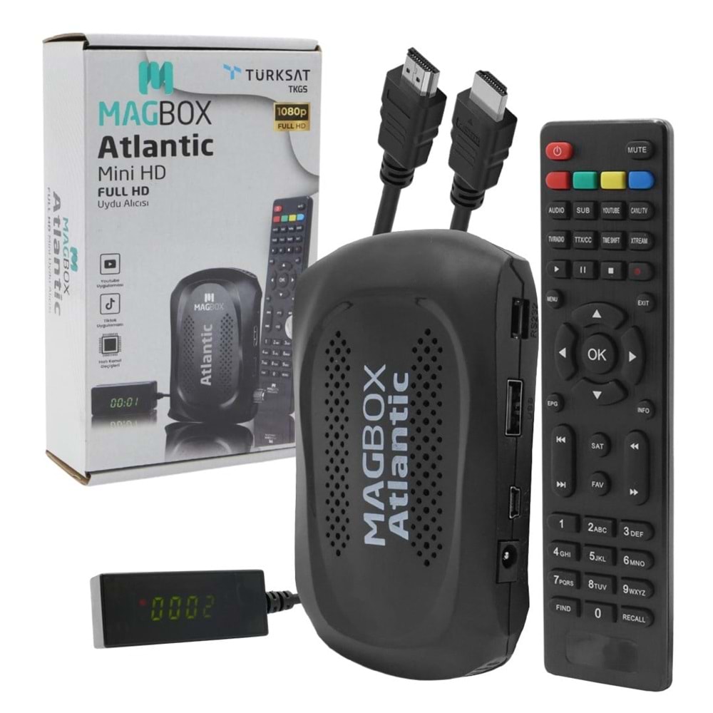 MAGBOX ATLANTIC DISPLAY GÖZLÜ TKGS Lİ 1080P FULL HD MINI UYDU ALICISI