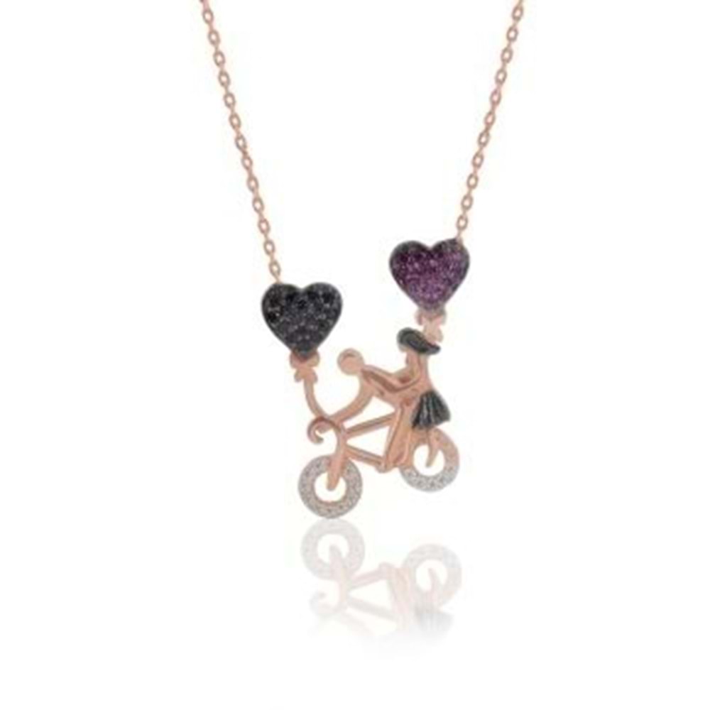 BİSİKLETLİ AŞIKLAR GÜMÜŞ KOLYE