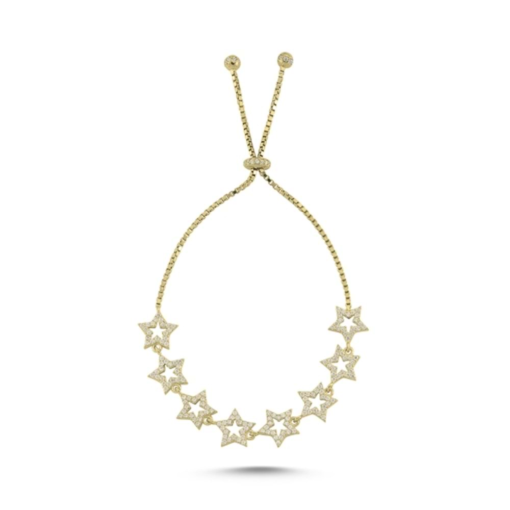 ZİRKON TAŞLI YILDIZ ASANSÖR GÜMÜŞ BİLEKLİK - ALTIN KAPLAMA