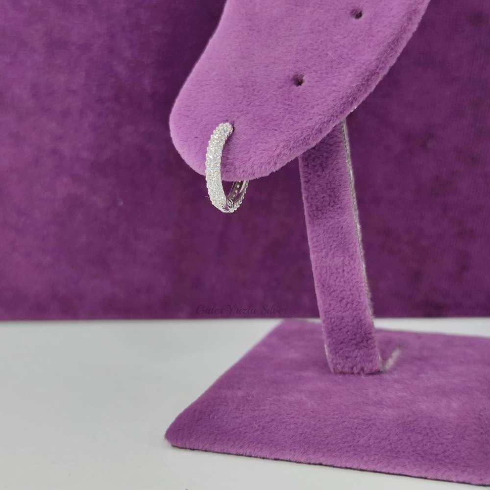 12 MM FULL ZİRKON TAŞ HALKA GÜMÜŞ KÜPE