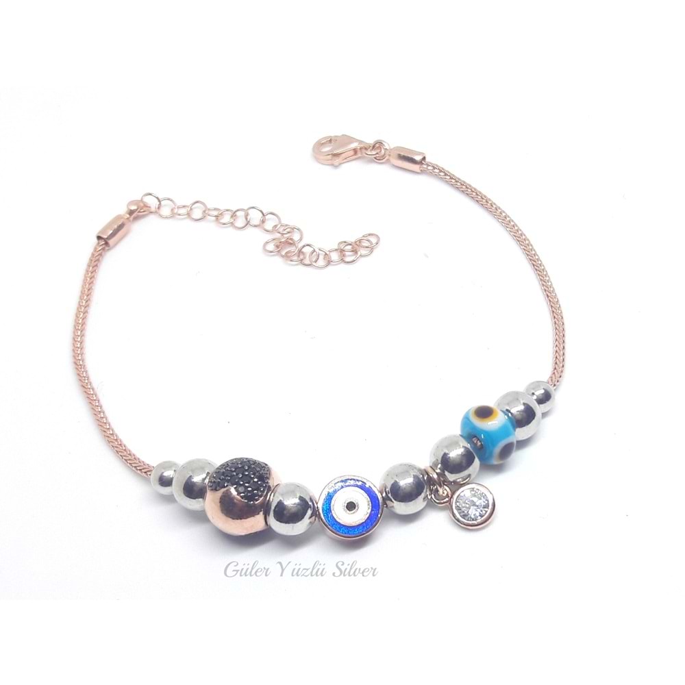 YUVARLAK MİNELİ TOP SALLANTILI GÜMÜŞ BİLEKLİK