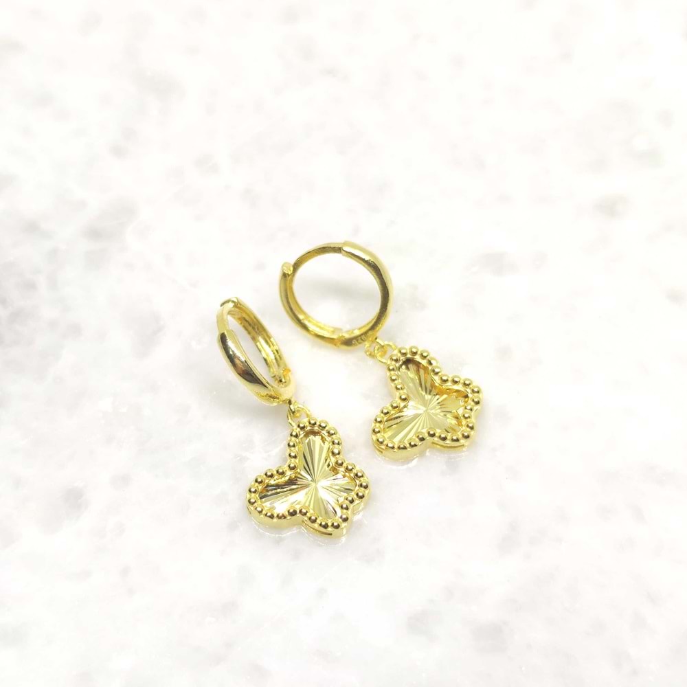 LAZER KELEBEK HALKA GÜMÜŞ KÜPE - ALTIN SARI