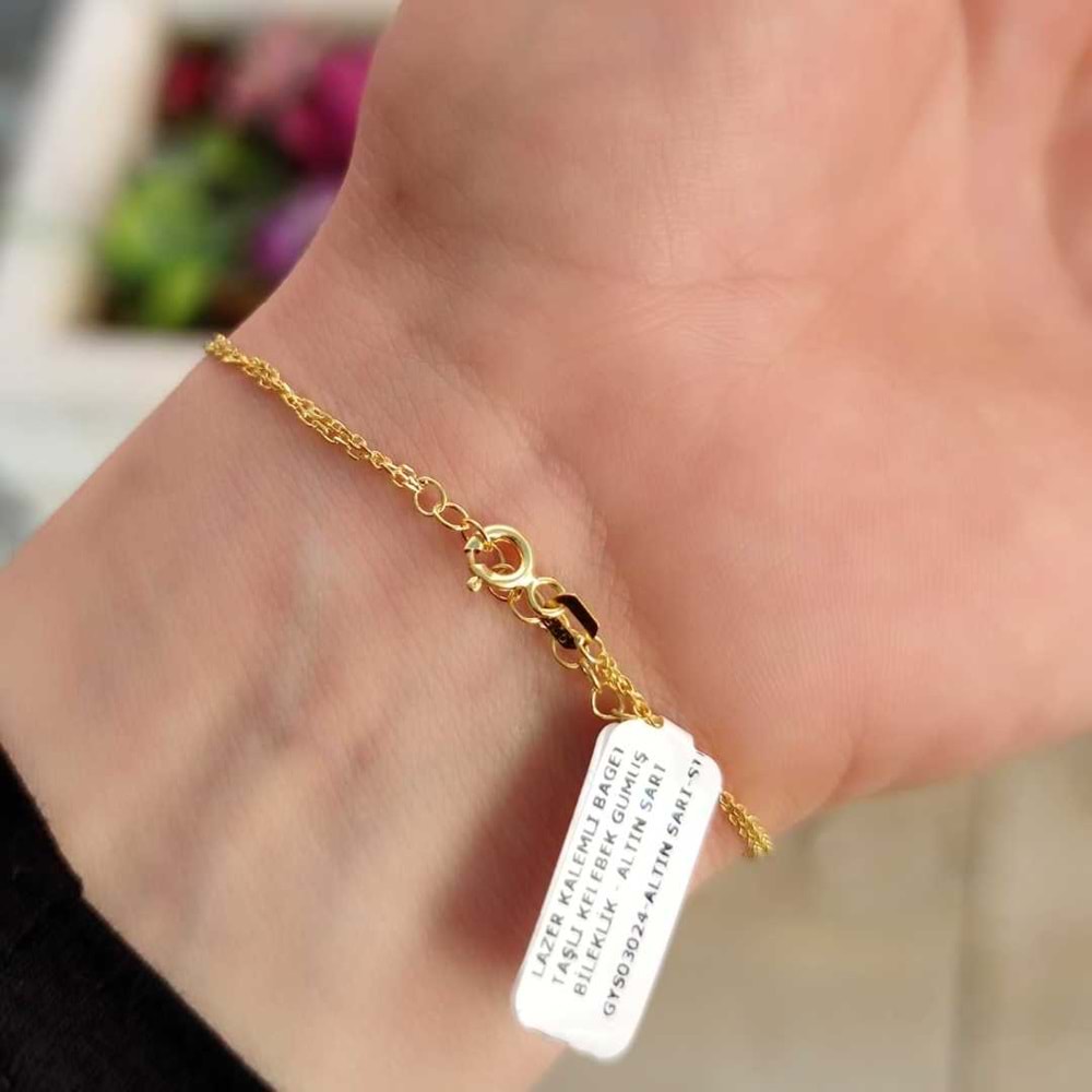 LAZER KALEMLİ BAGET TAŞLI KELEBEK GÜMÜŞ BİLEKLİK