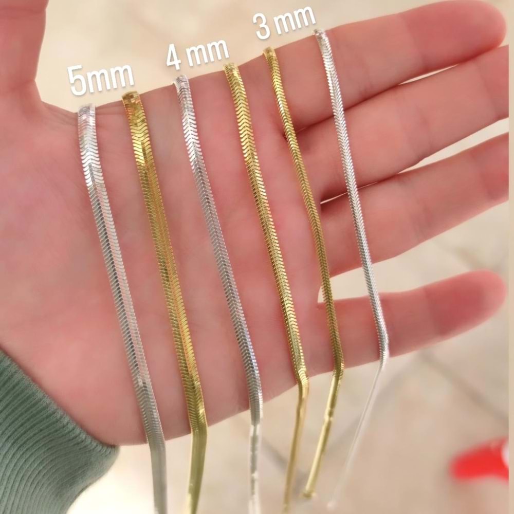3 MM İTHAL 50 CM EZME YILAN GÜMÜŞ ZİNCİR KOLYE