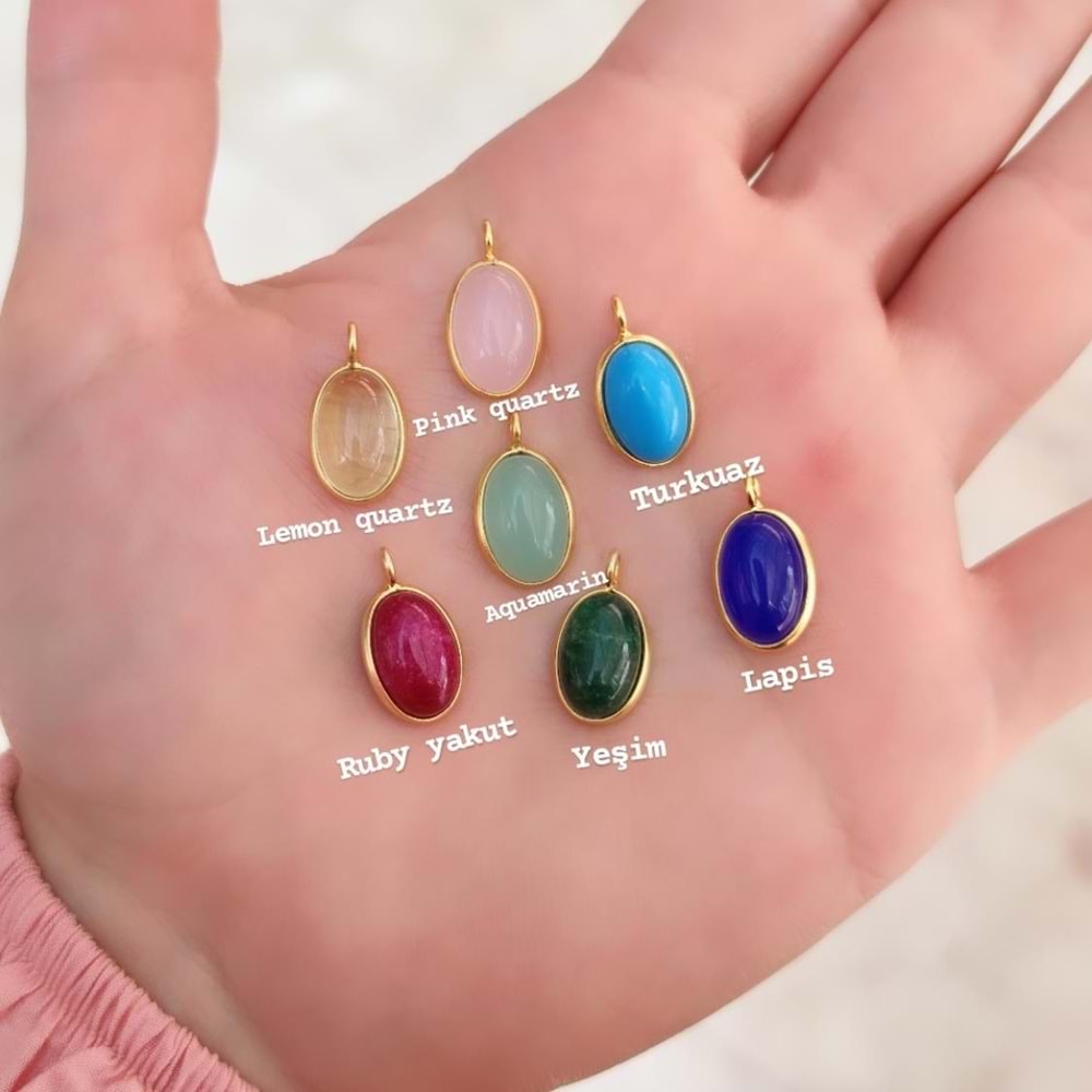 YAKUT DOĞAL TAŞ GÜMÜŞ KOLYE UCU 1,5 cm