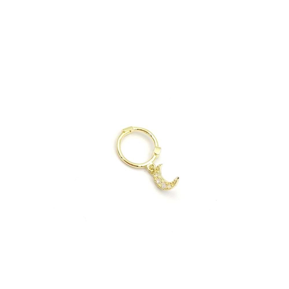 SALLANTILI HİLAL AY GÜMÜŞ HALKA PIERCING TRAGUS - ALTIN SARI