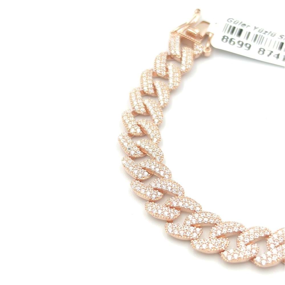 18 CM TAŞLI GURMET GÜMÜŞ BİLEKLİK - ROSE BAKIR