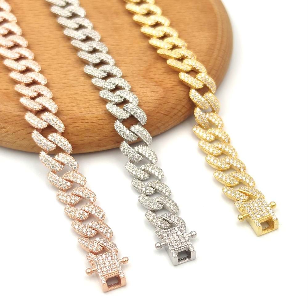 18 CM TAŞLI GURMET GÜMÜŞ BİLEKLİK - ROSE BAKIR