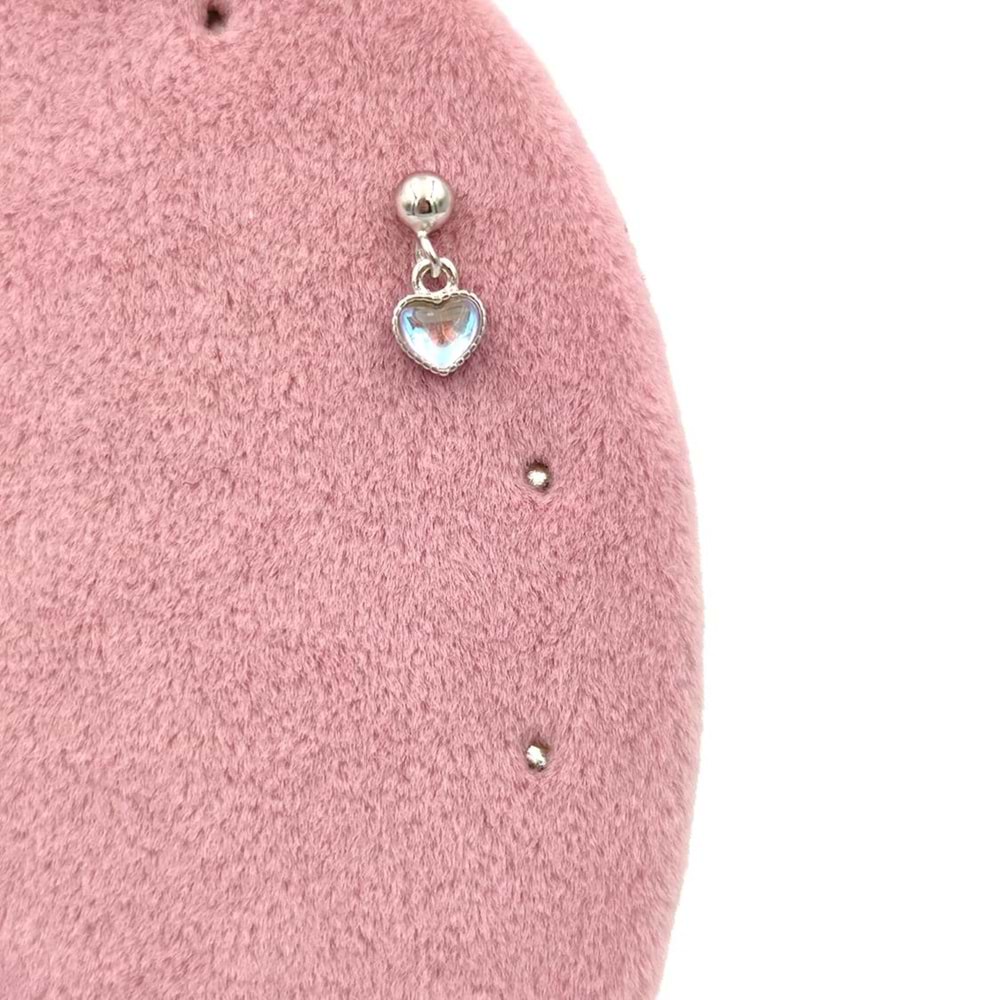 SALLANTILI YANAR DÖNER KALP TRAGUS PIERCING - RODYUM BEYAZ