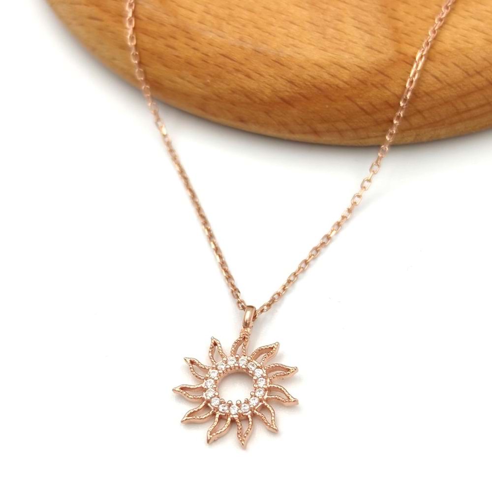 GÜNEŞ GÜMÜŞ KOLYE - ROSE BAKIR