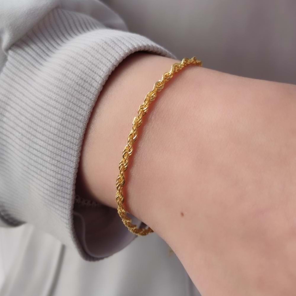 BURGU ZİNCİR GÜMÜŞ BİLEKLİK - ALTIN SARI