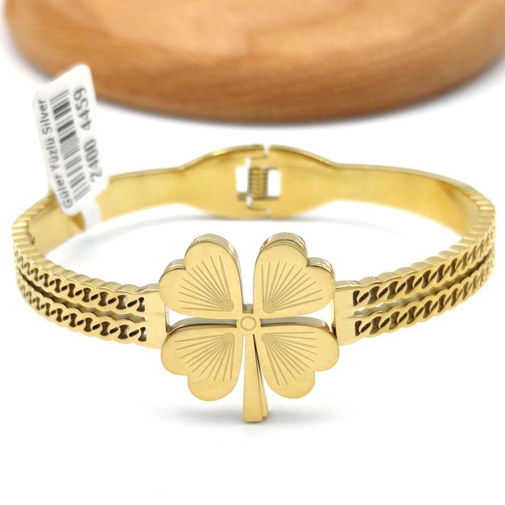 ZİNCİR DETAYLI YONCA ÇELİK BİLEZİK