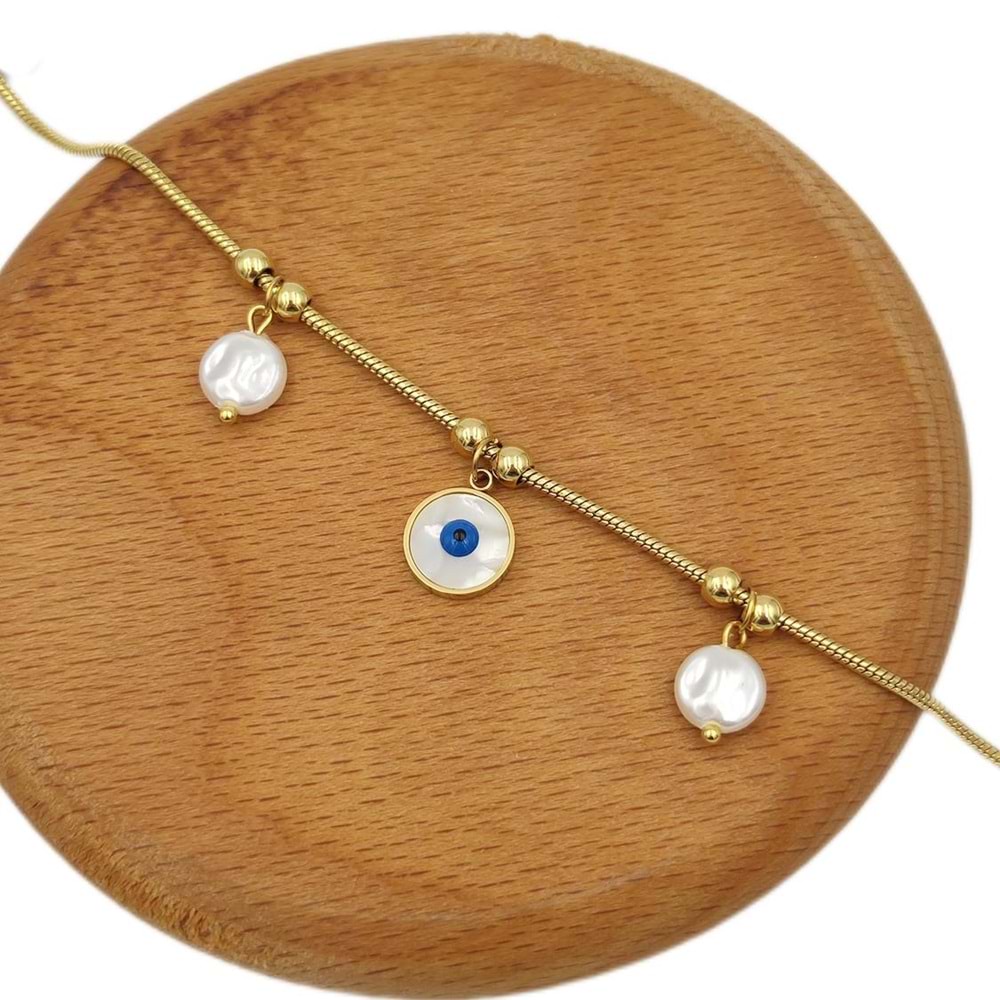 ÇELİK İNCİLİ SEDEF NAZAR BİLEKLİK