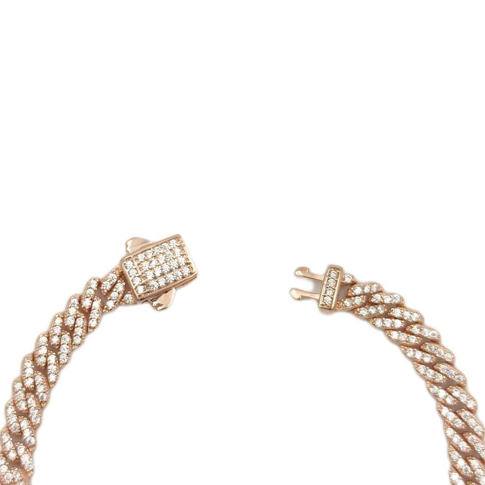 TAŞLI İNCE GURMET GÜMÜŞ BİLEKLİK - ROSE BAKIR