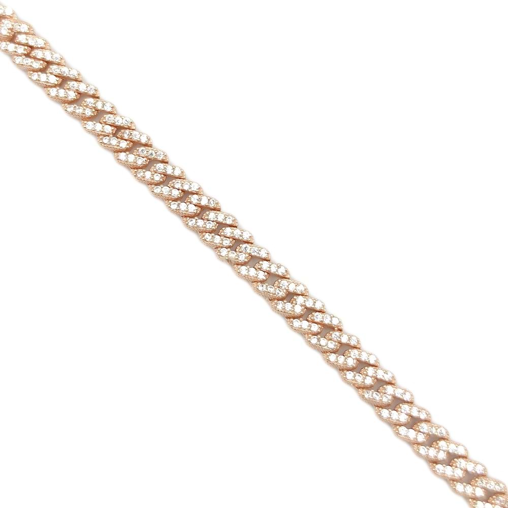 TAŞLI İNCE GURMET GÜMÜŞ BİLEKLİK - ROSE BAKIR