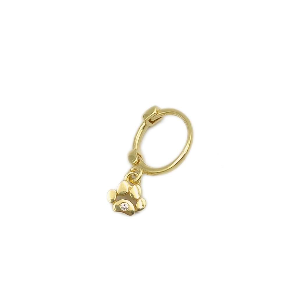 SALLANTILI PATİLİ HALKA GÜMÜŞ TRAGUS PIERCING - ALTIN SARI