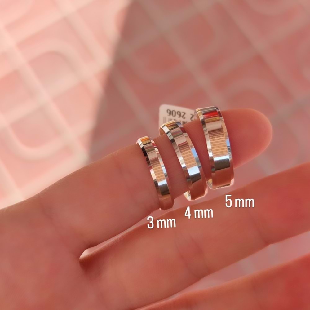 3 MM KLASİK KESİKLİ DÜZ GÜMÜŞ ALYANS - 12