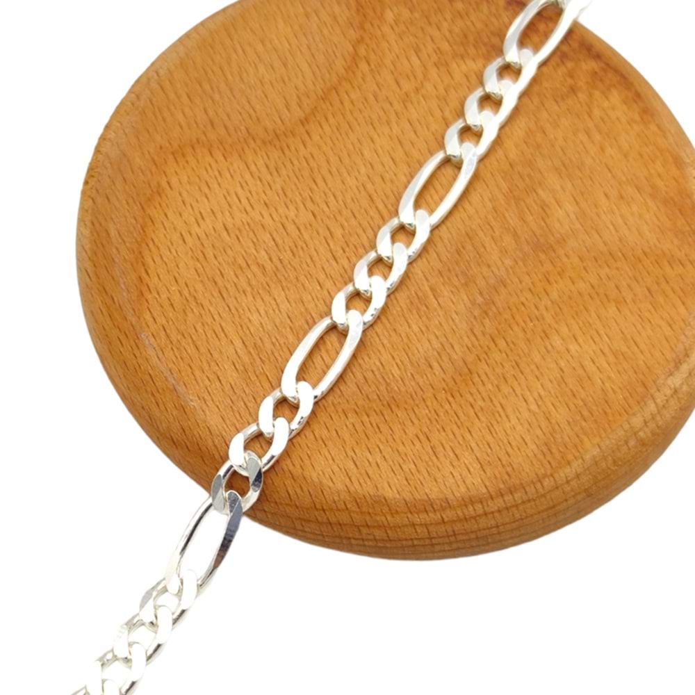 7 MM FIGARO ZİNCİR GÜMÜŞ BİLEKLİK 20 CM