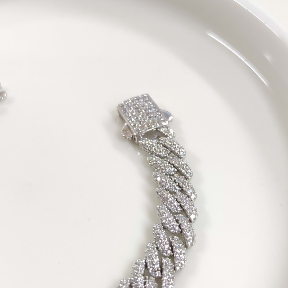 16 CM TAŞLI GURMET ZİNCİR GÜMÜŞ BİLEKLİK