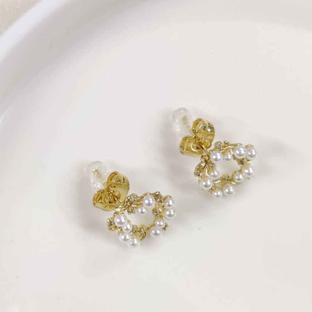 XUPING 13 MM İNCİLİ YAPRAK ÇİVİ KÜPE GOLD