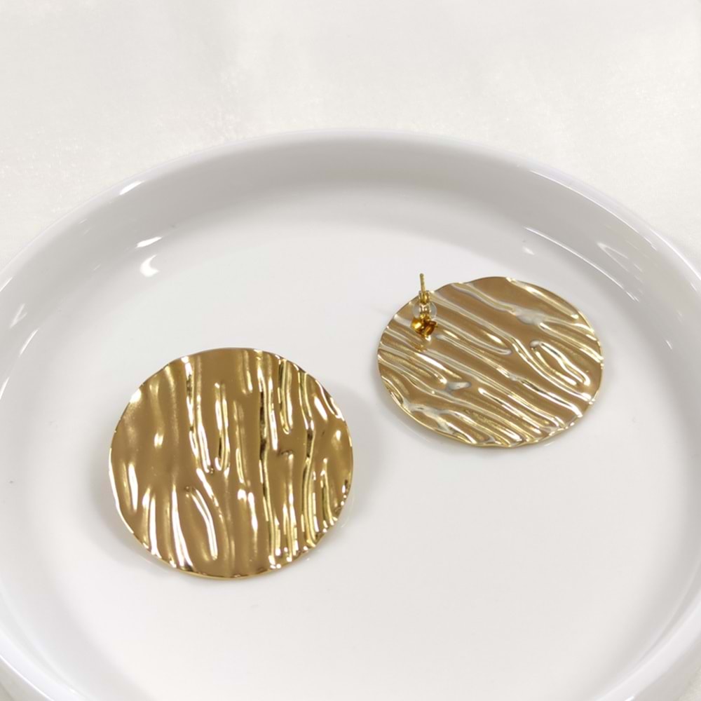 ÇELİK 4 CM BÜYÜK DÖVME DESENLİ KÜPE