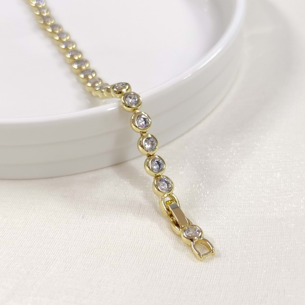 XUPING 5 MM TAŞLI YUVARLAK SU YOLU BİLEKLİK 17+3 CM GOLD