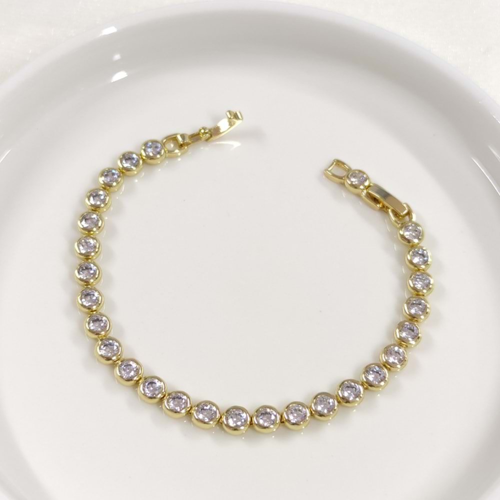 XUPING 5 MM TAŞLI YUVARLAK SU YOLU BİLEKLİK 17+3 CM GOLD