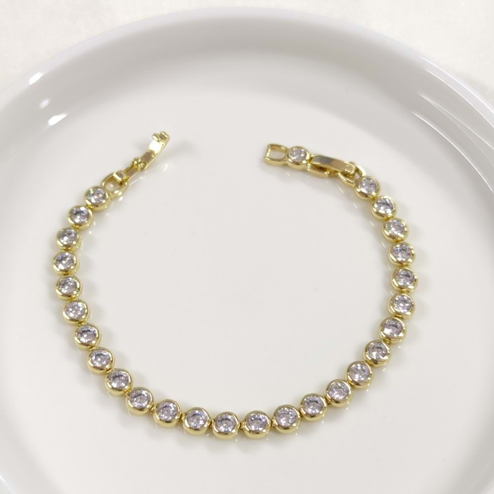 XUPING 5 MM TAŞLI YUVARLAK SU YOLU BİLEKLİK 17+3 CM GOLD