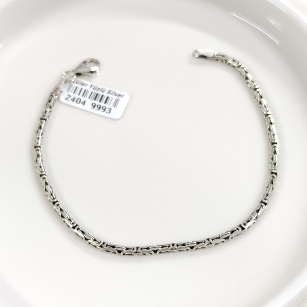 YUVARLAK 2,30 MM KRAL ZİNCİR ERKEK GÜMÜŞ BİLEKLİK 20 CM