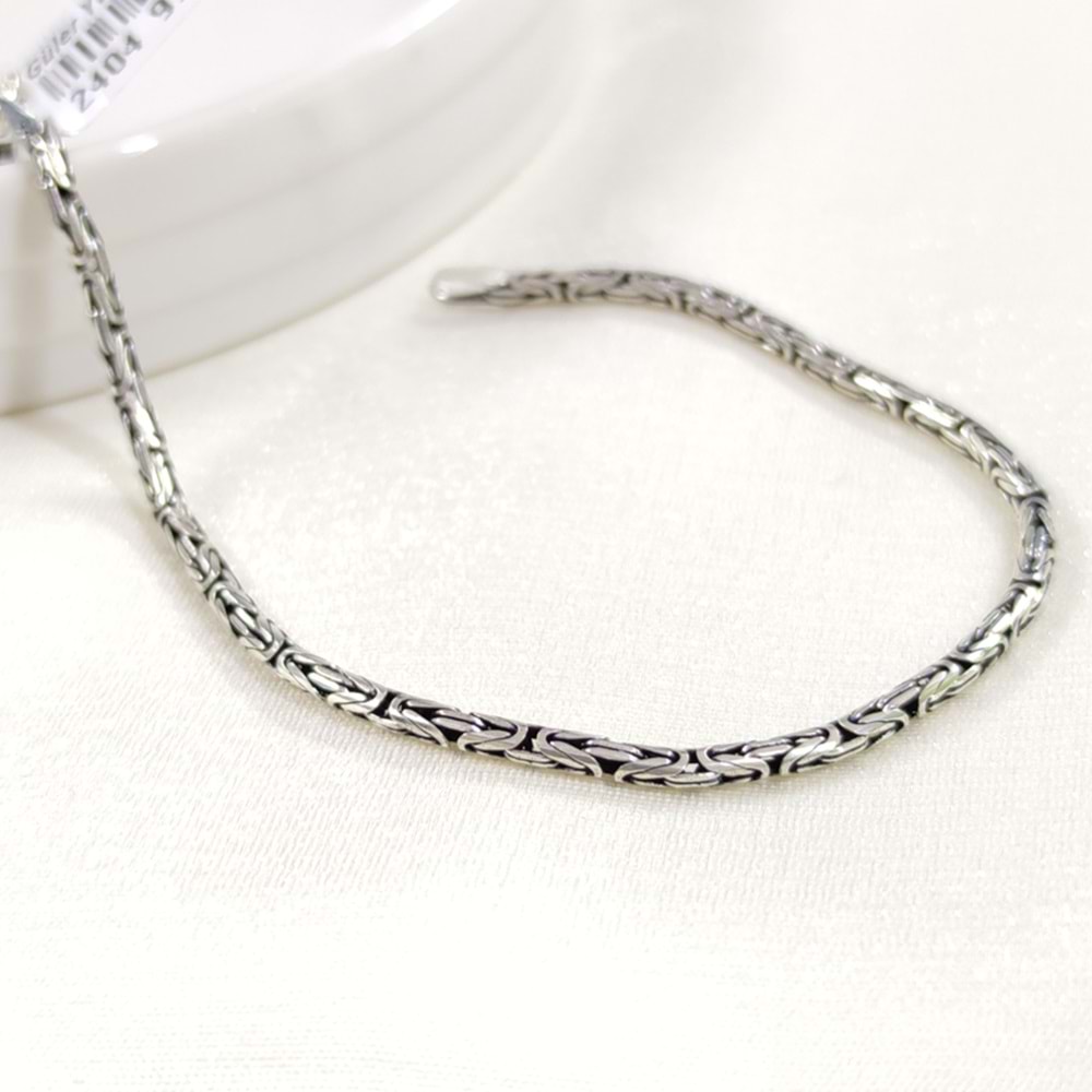 YUVARLAK 2,30 MM KRAL ZİNCİR ERKEK GÜMÜŞ BİLEKLİK 20 CM