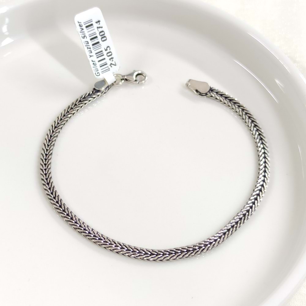 3,30 MM GÜMÜŞ TİLKİ KUYRUĞU ZİNCİR BİLEKLİK - 19