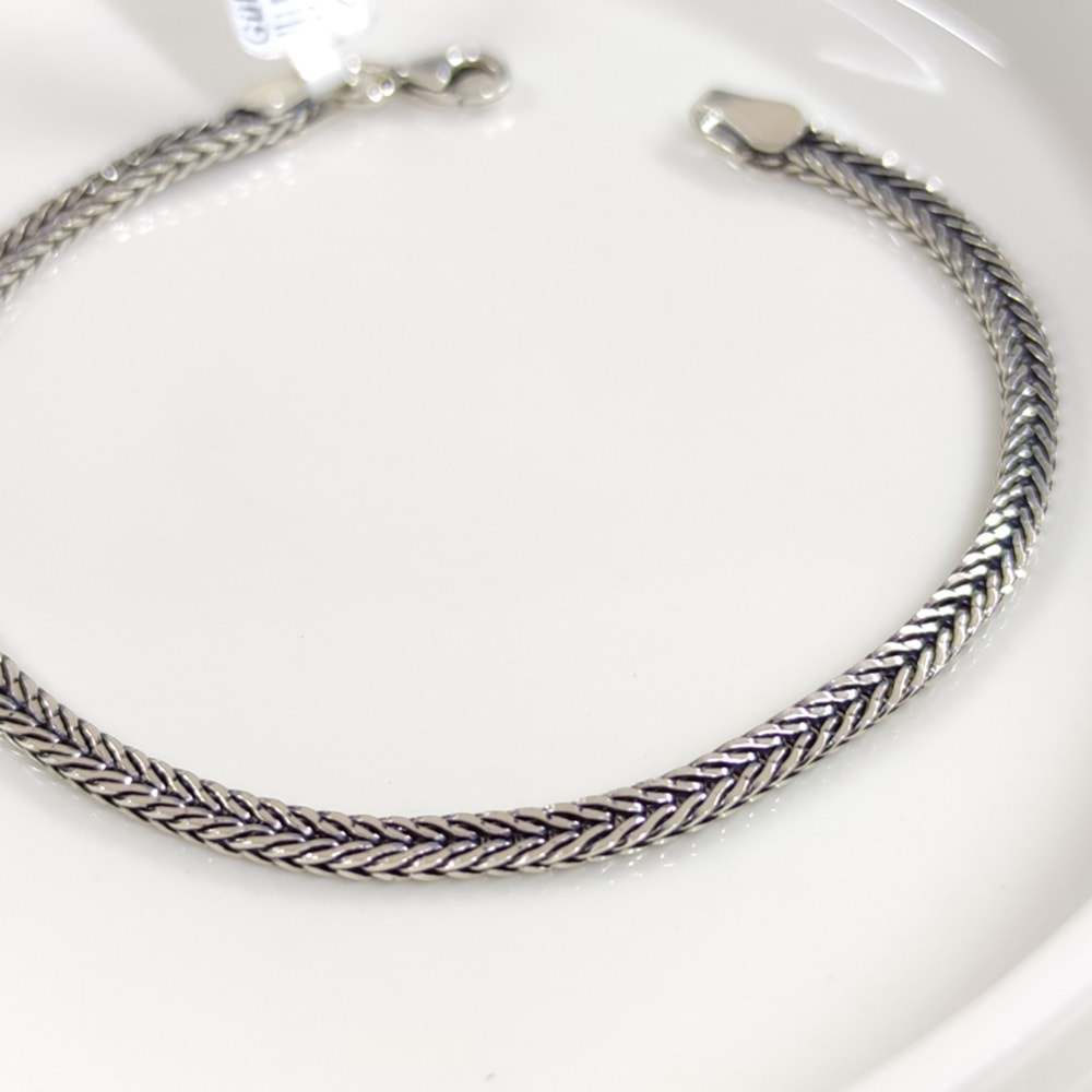 3,30 MM GÜMÜŞ TİLKİ KUYRUĞU ZİNCİR BİLEKLİK - 19