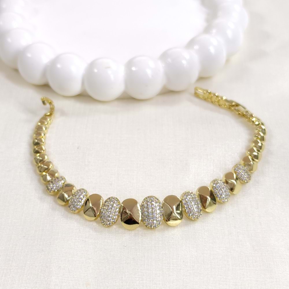 XUPING TAŞ DETAYLI OVAL BİLEKLİK GOLD 17+2 CM