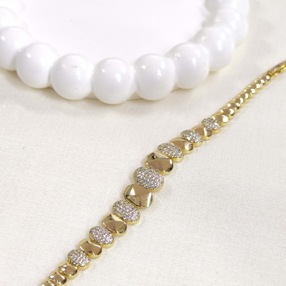 XUPING TAŞ DETAYLI OVAL BİLEKLİK GOLD 17+2 CM