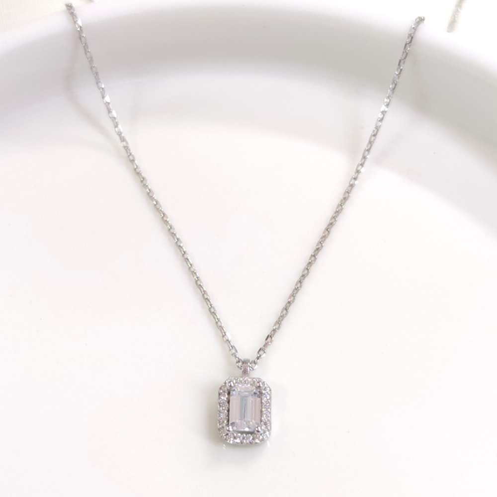 MİNİ BAGET GÜMÜŞ KOLYE 40+5 CM - RODYUM BEYAZ
