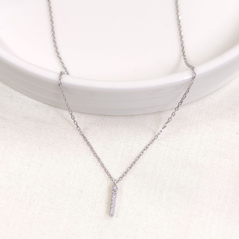 1 CM TAŞLI İ HARF GÜMÜŞ KOLYE 40+5 CM