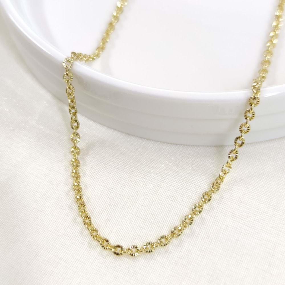XUPING 2 MM LAZERLİ FORSE ZİNCİR 45 CM KOLYE GOLD