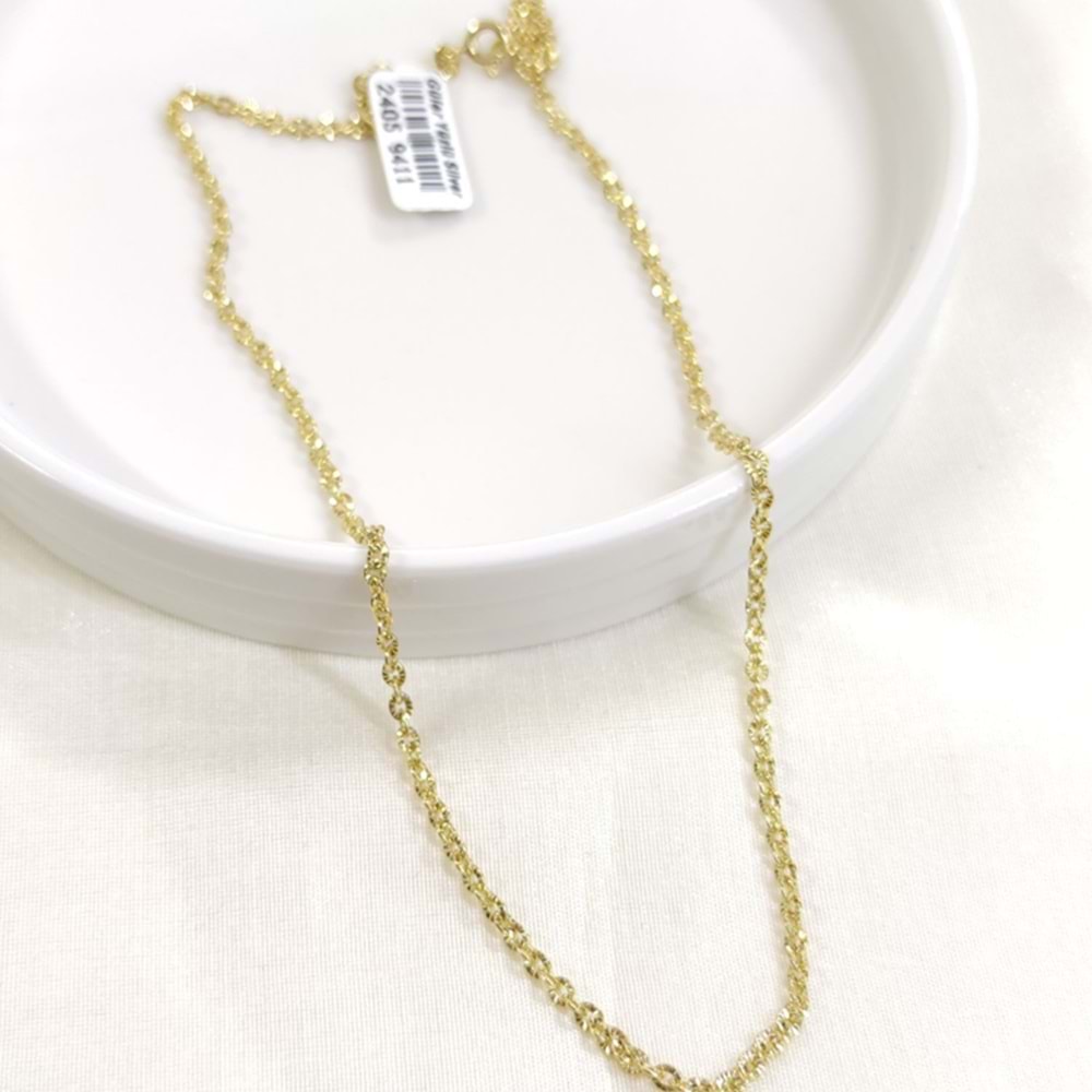 XUPING 2 MM LAZERLİ FORSE ZİNCİR 45 CM KOLYE GOLD