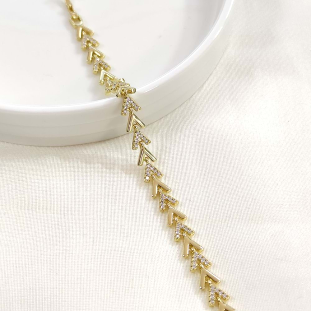 XUPING 7 MM TAŞLI OK BALIK SIRTI BİLEKLİK GOLD 17+3CM