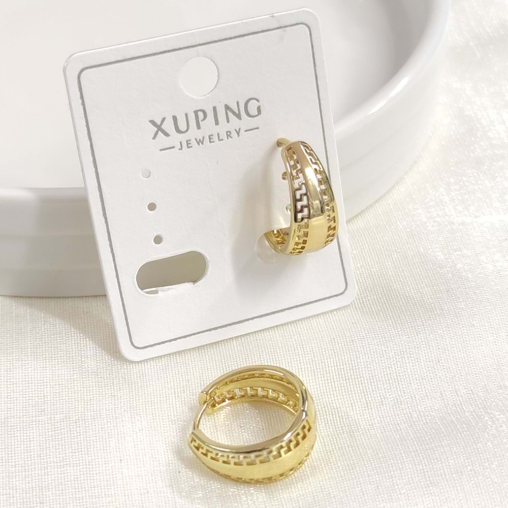 XUPING 15 MM OVAL BOMBELİ HALKA KÜPE GOLD
