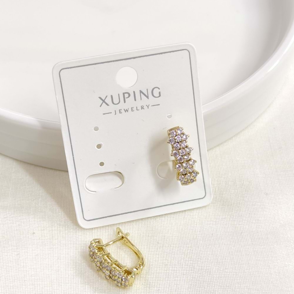 XUPING TAŞLI 8X11 MM J HALKA KÜPE GOLD - ALTIN SARI