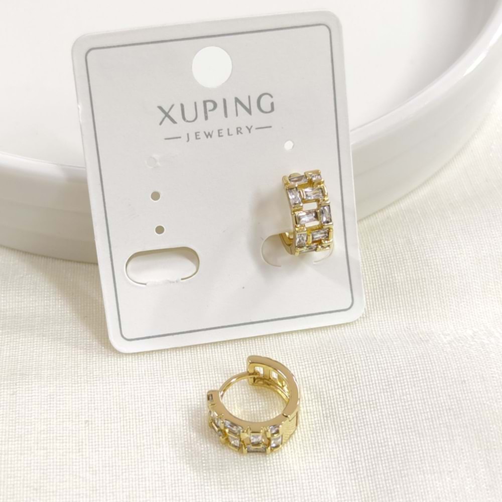 XUPING 10 MM BAGET TAŞLI HALKA KÜPE GOLD