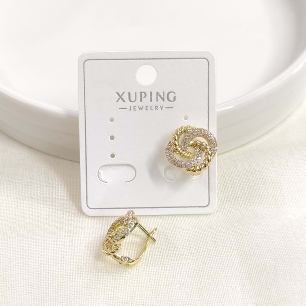 XUPING BURGU TAŞLI ÇİÇEK 10 MM HALKA KÜPE GOLD