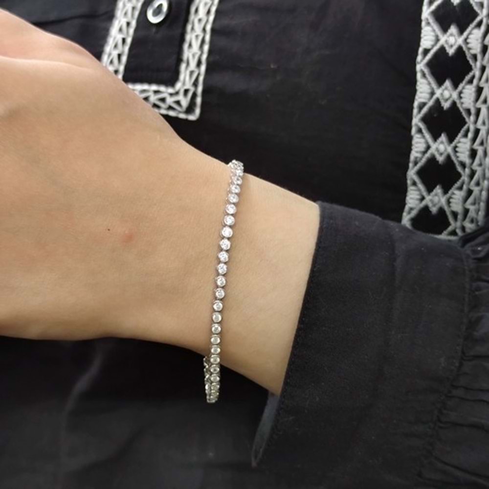 İTHAL 3,5 MM SIVAMA YUVARLAK TAŞ SU YOLU GÜMÜŞ BİLEKLİK