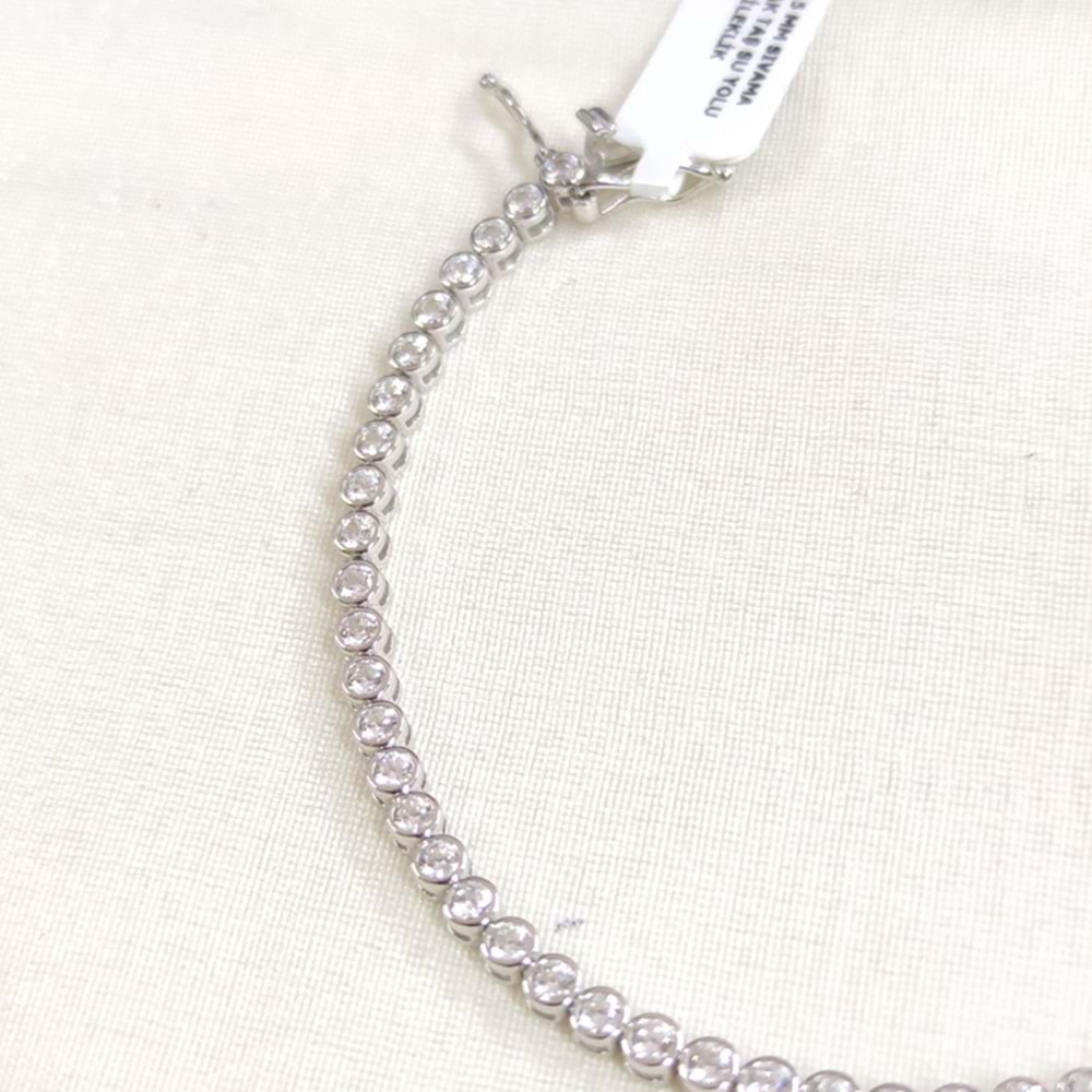 İTHAL 3,5 MM SIVAMA YUVARLAK TAŞ SU YOLU GÜMÜŞ BİLEKLİK