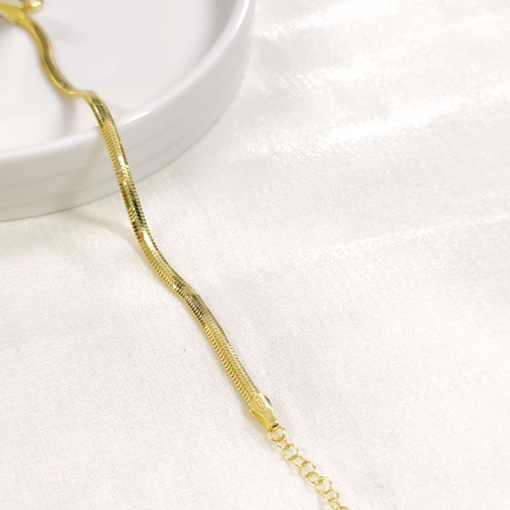 İTHAL 3,5 MM YASSI GÜMÜŞ BİLEKLİK - ALTIN SARI