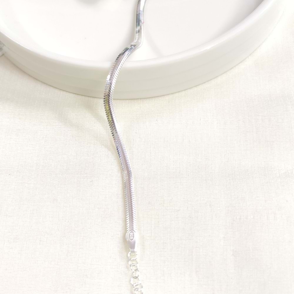 İTHAL 3,5 MM YASSI GÜMÜŞ BİLEKLİK - BEYAZ