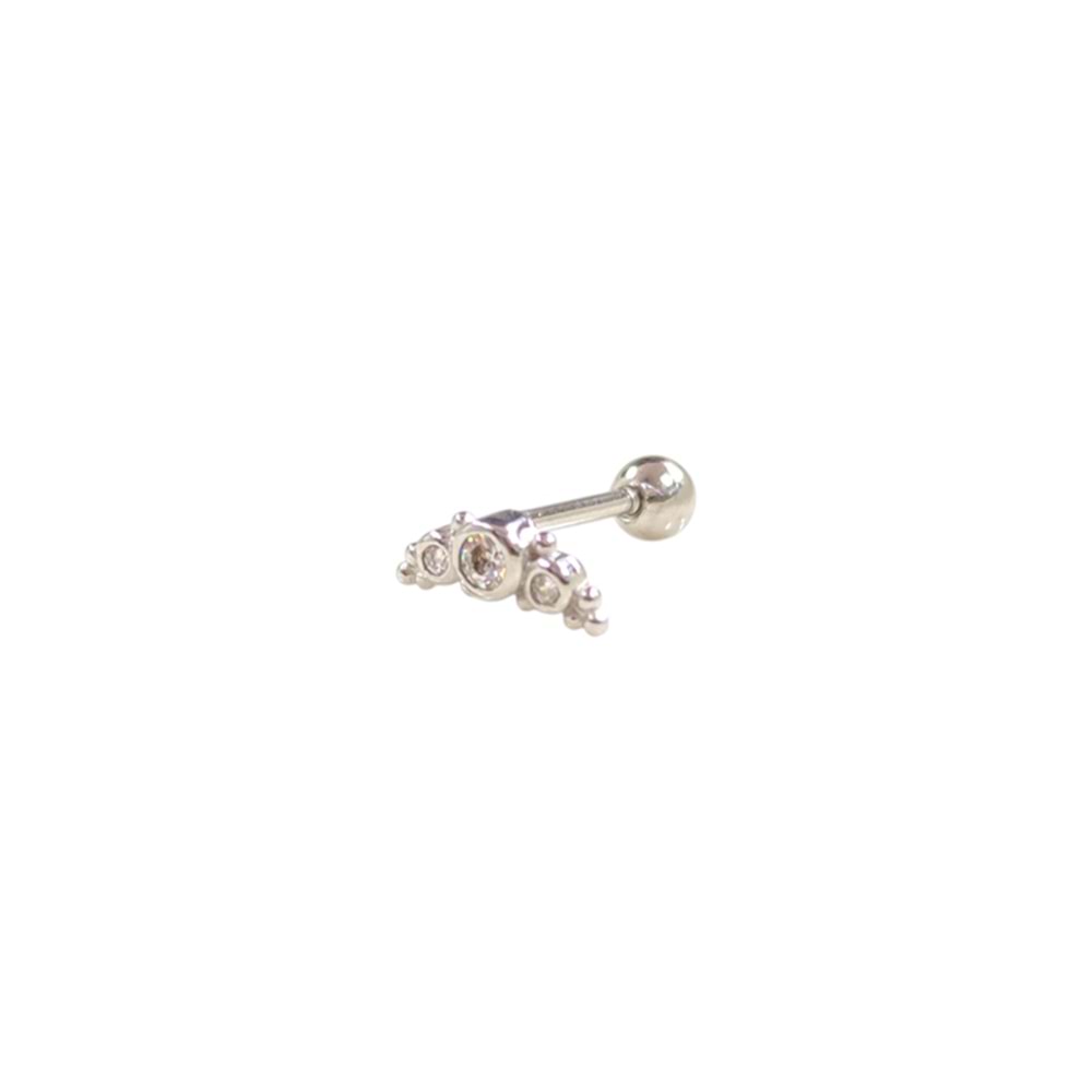 SIVAMA TAŞ HİLAL GÜMÜŞ TRAGUS PIERCING - RODYUM BEYAZ