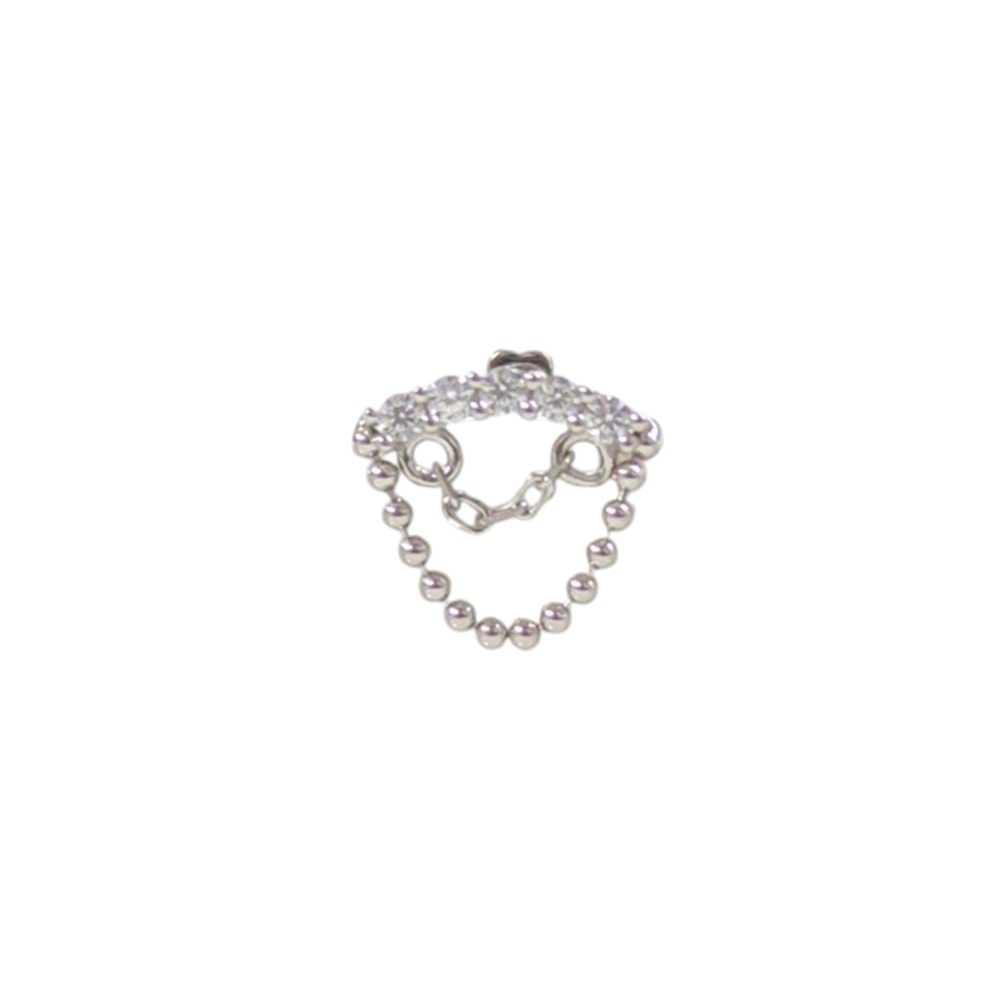 SALLANTILI SIRATAŞ GÜMÜŞ TRAGUS PIERCING - RODYUM BEYAZ