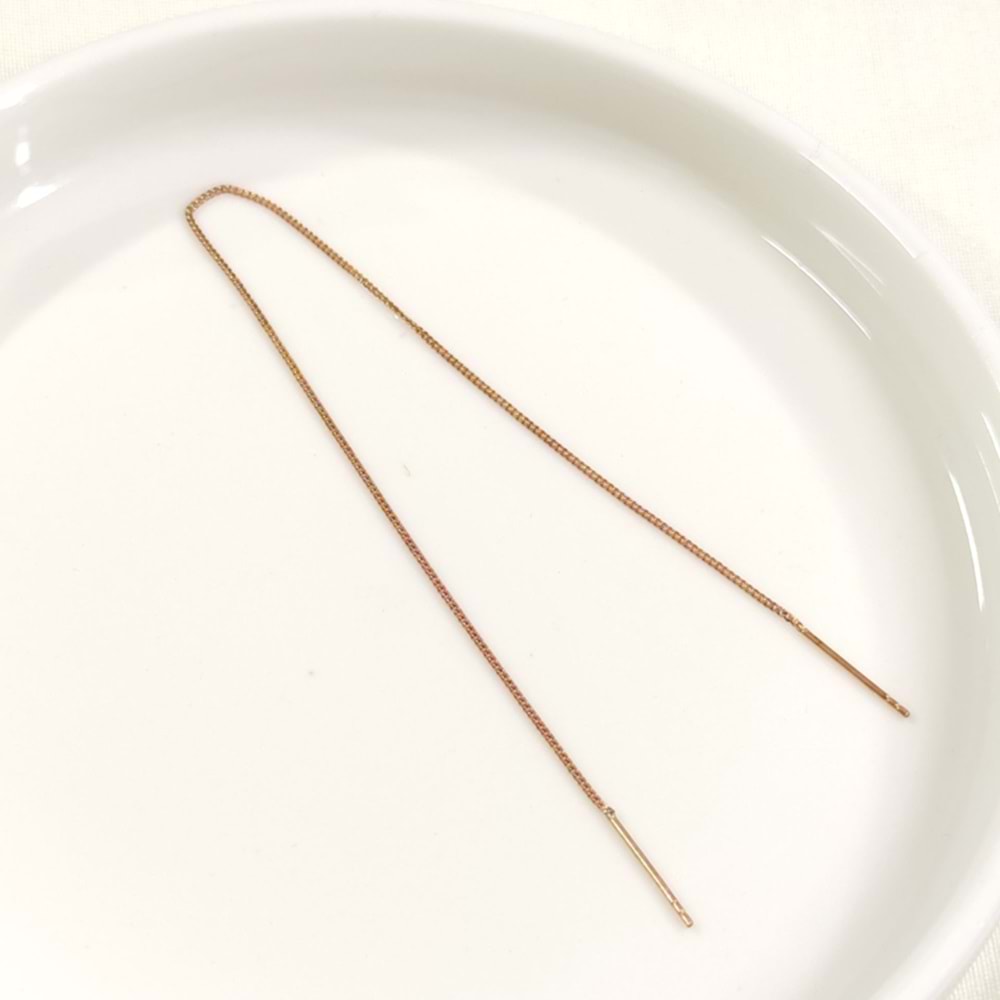 20 CM UZUN ZİNCİR TEKLİ GÜMÜŞ KÜPE - ROSE BAKIR